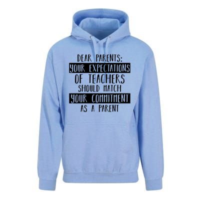 Dear Parent Your Expectations Teacher Gift Back To School Gift Unisex Surf Hoodie