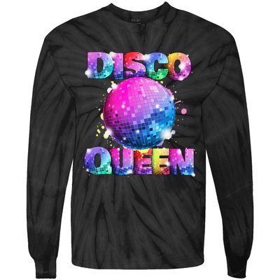 Disco Queen 70s Themed Dancing Seventies Ball Costume Tie-Dye Long Sleeve Shirt