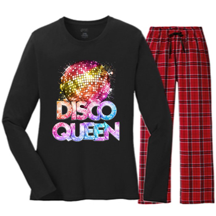 Disco Queen  70s Disco Themed Vintage Seventies Costume Women's Long Sleeve Flannel Pajama Set 