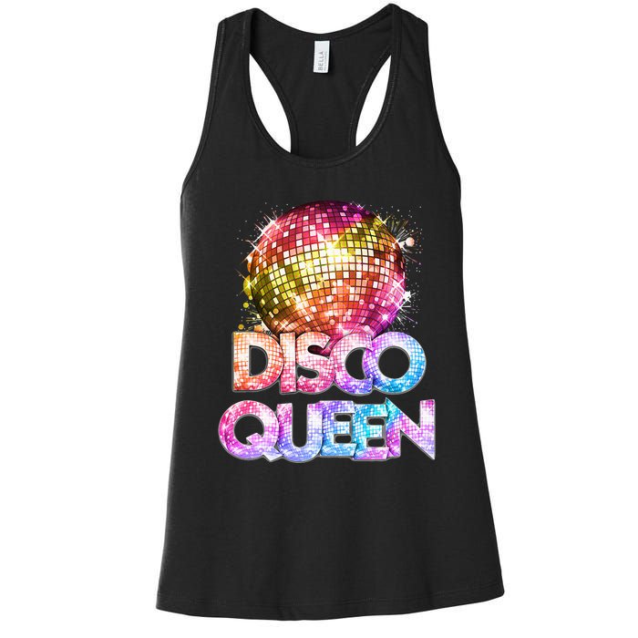 Disco Queen  70s Disco Themed Vintage Seventies Costume Women's Racerback Tank