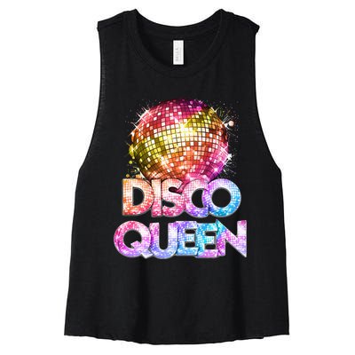 Disco Queen  70s Disco Themed Vintage Seventies Costume Women's Racerback Cropped Tank