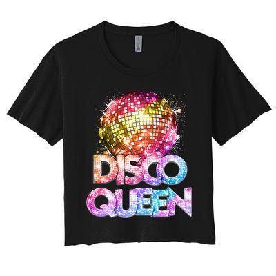 Disco Queen  70s Disco Themed Vintage Seventies Costume Women's Crop Top Tee