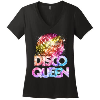 Disco Queen  70s Disco Themed Vintage Seventies Costume Women's V-Neck T-Shirt