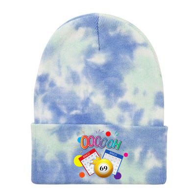 Drag Queen Bingo Funny Oooooh 69 Bingo Fan Lgbt Bingo Ball Tie Dye 12in Knit Beanie