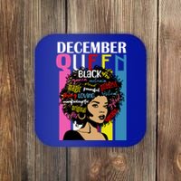 December Queen Birthday Traits Black Afro Hair Cool Gift Coaster