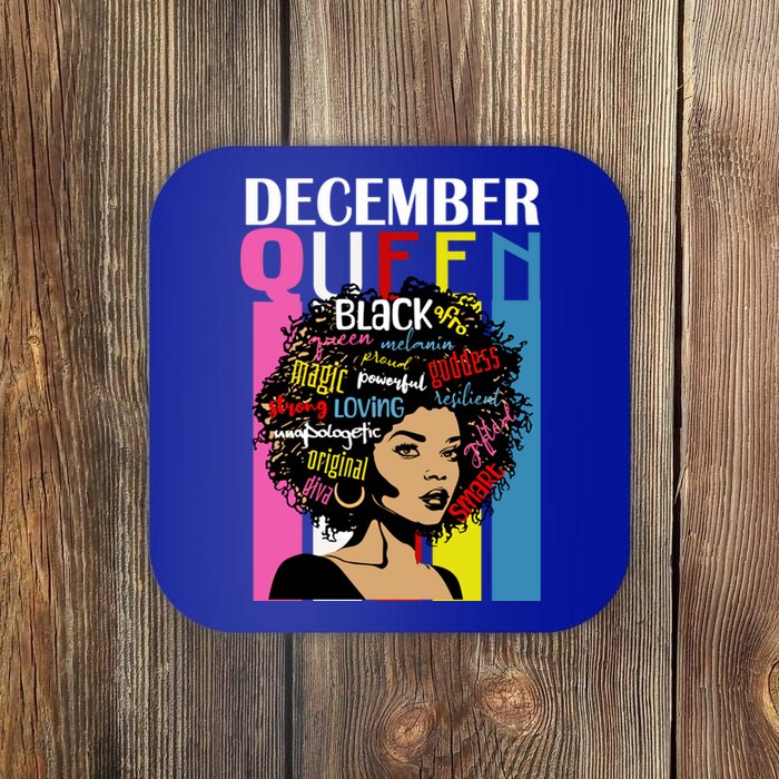 December Queen Birthday Traits Black Afro Hair Cool Gift Coaster