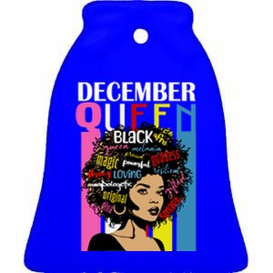 December Queen Birthday Traits Black Afro Hair Cool Gift Ceramic Bell Ornament