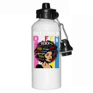 December Queen Birthday Traits Black Afro Hair Cool Gift Aluminum Water Bottle