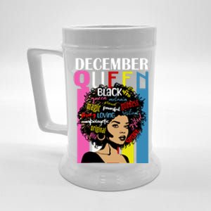 December Queen Birthday Traits Black Afro Hair Cool Gift Beer Stein