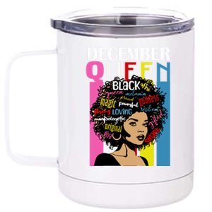 December Queen Birthday Traits Black Afro Hair Cool Gift 12 oz Stainless Steel Tumbler Cup