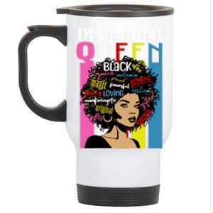 December Queen Birthday Traits Black Afro Hair Cool Gift Stainless Steel Travel Mug