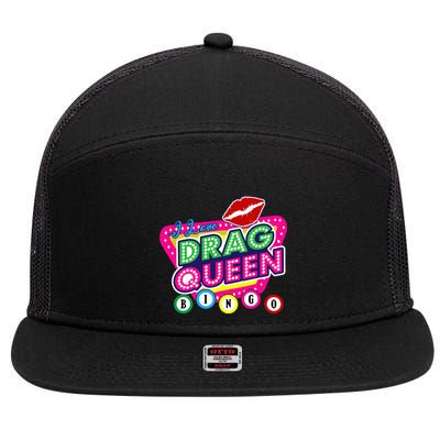 Drag Queen Bingo Funny I Love Drag Queen Bingo Fan Lgbt 7 Panel Mesh Trucker Snapback Hat