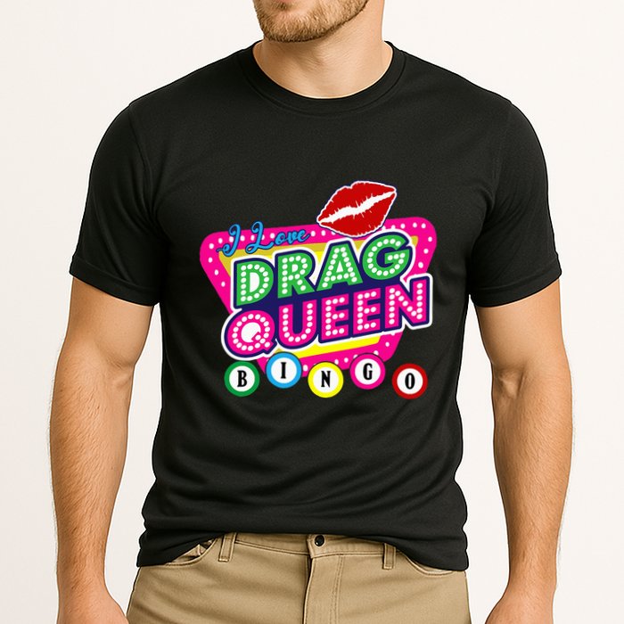 Drag Queen Bingo Funny I Love Drag Queen Bingo Fan Lgbt Cooling Performance Crew T-Shirt