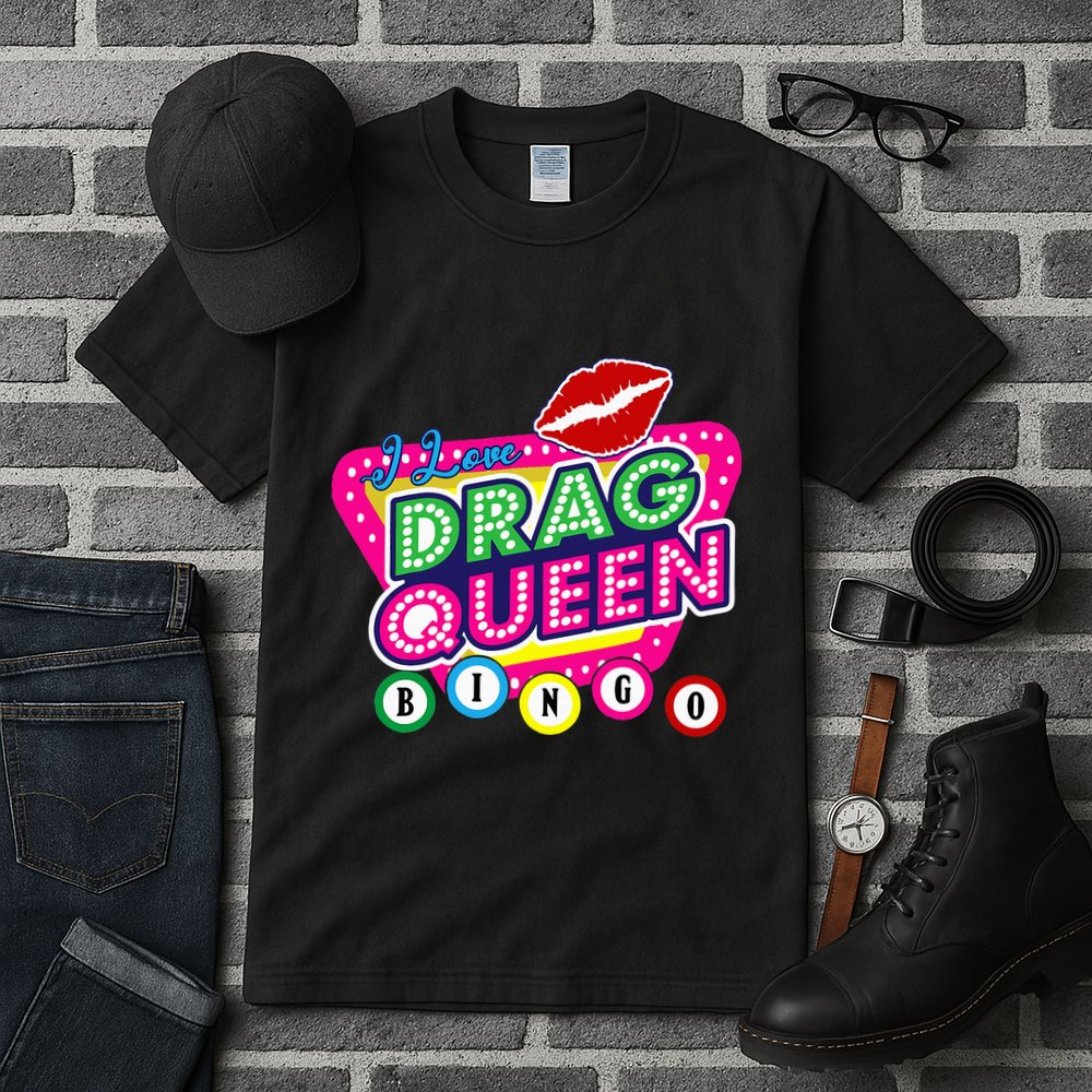 Drag Queen Bingo Funny I Love Drag Queen Bingo Fan Lgbt Tall T-Shirt