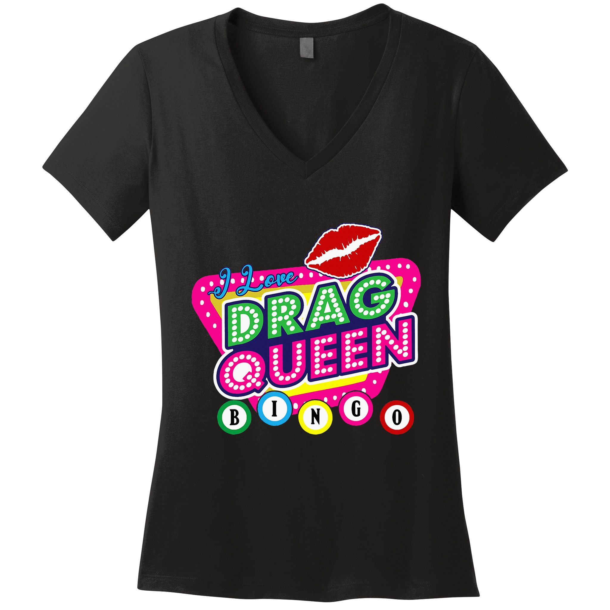 Drag Queen Bingo Funny I Love Drag Queen Bingo Fan Lgbt Women's V-Neck T-Shirt