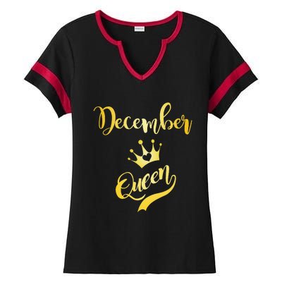 December Queen Birthday Birth Month Beautiful Queen Ladies Halftime Notch Neck Tee