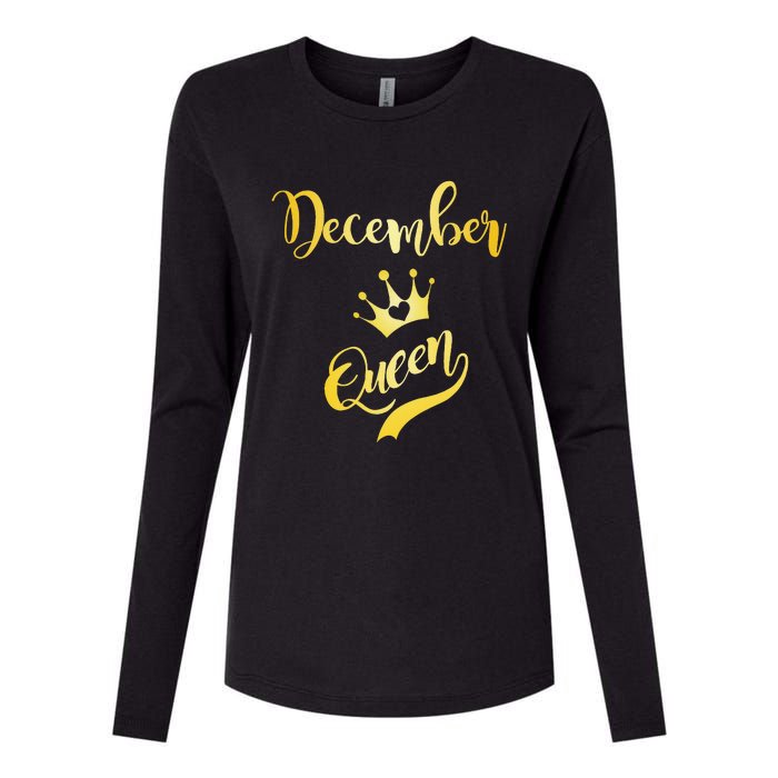 December Queen Birthday Birth Month Beautiful Queen Womens Cotton Relaxed Long Sleeve T-Shirt