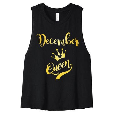 December Queen Birthday Birth Month Beautiful Queen Women's Racerback Cropped Tank