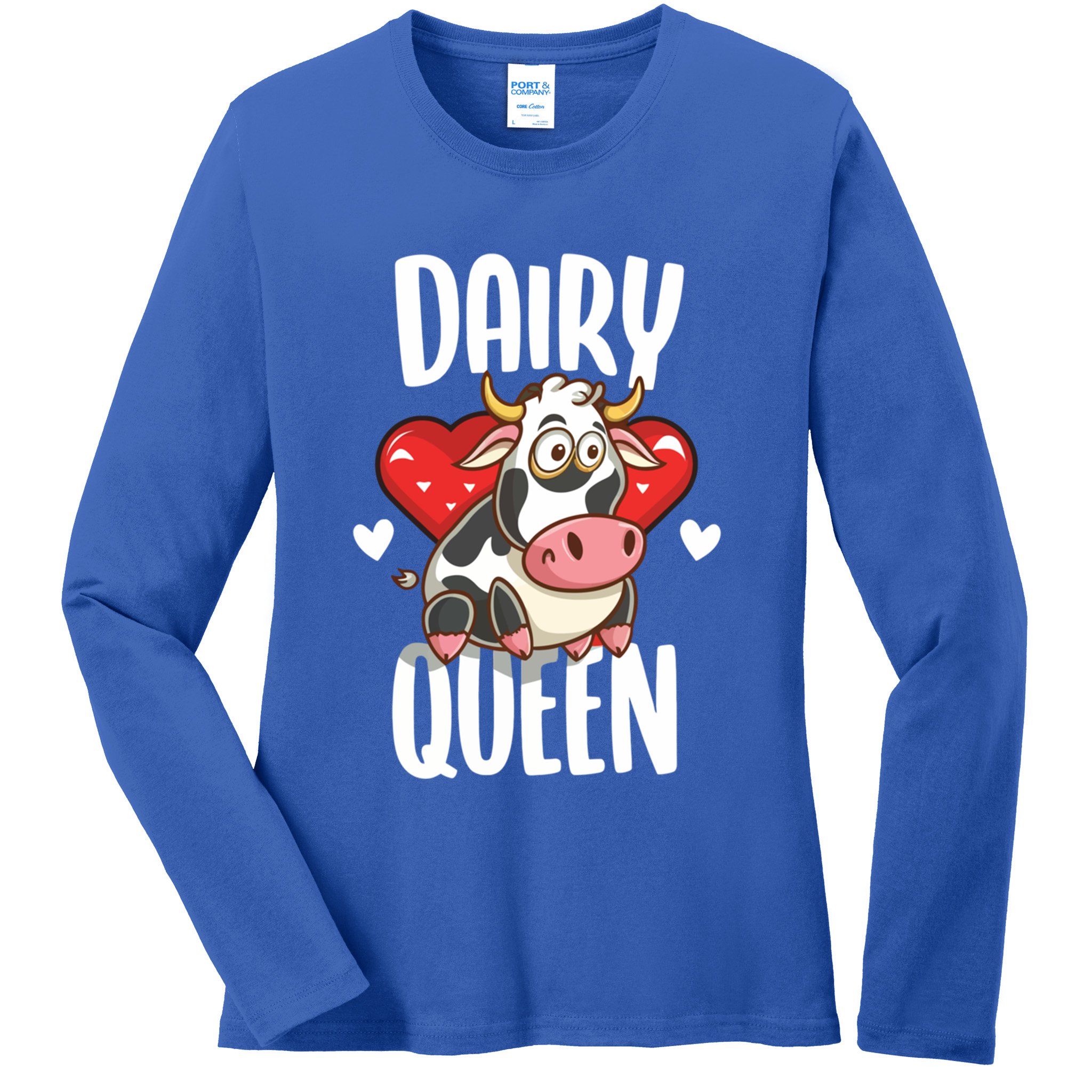 Dairy Queen Cow Farmer Gift Ladies Long Sleeve Shirt