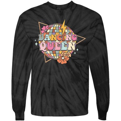 Disco Queen Dance Mom Dancing Queen Vintage Dancing 70s Tie-Dye Long Sleeve Shirt