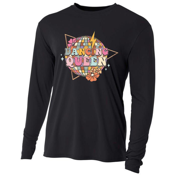 Disco Queen Dance Mom Dancing Queen Vintage Dancing 70s Cooling Performance Long Sleeve Crew