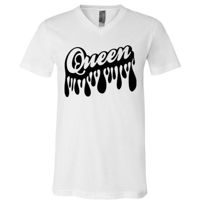 Drip Queen Dripping Black Woman V-Neck T-Shirt