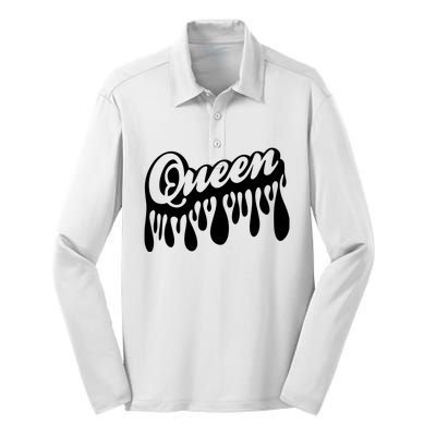 Drip Queen Dripping Black Woman Silk Touch Performance Long Sleeve Polo