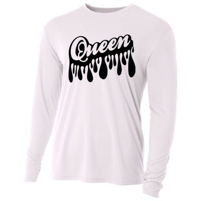 Drip Queen Dripping Black Woman Cooling Performance Long Sleeve Crew