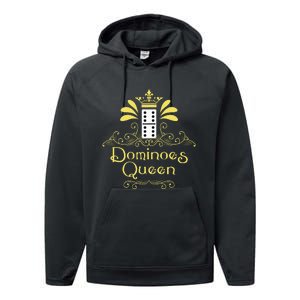 Dominoes Queen Domino Player Dominoes Lover Tile Game Performance Fleece Hoodie