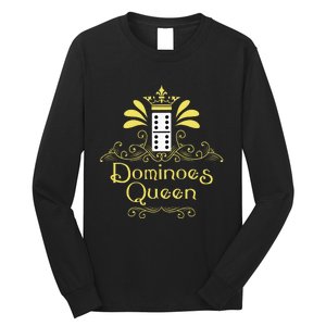 Dominoes Queen Domino Player Dominoes Lover Tile Game Long Sleeve Shirt