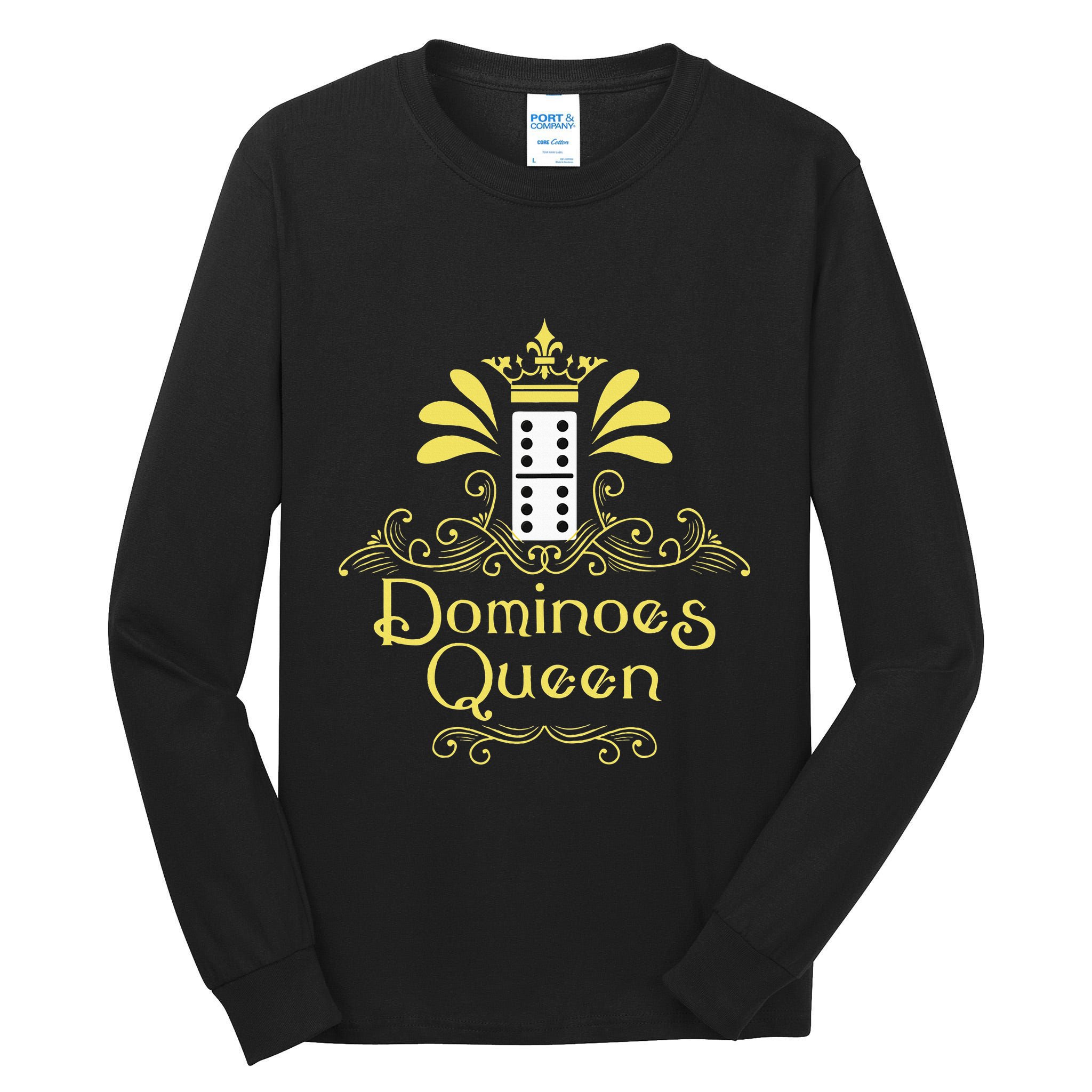 Dominoes Queen Domino Player Dominoes Lover Tile Game Tall Long Sleeve T-Shirt