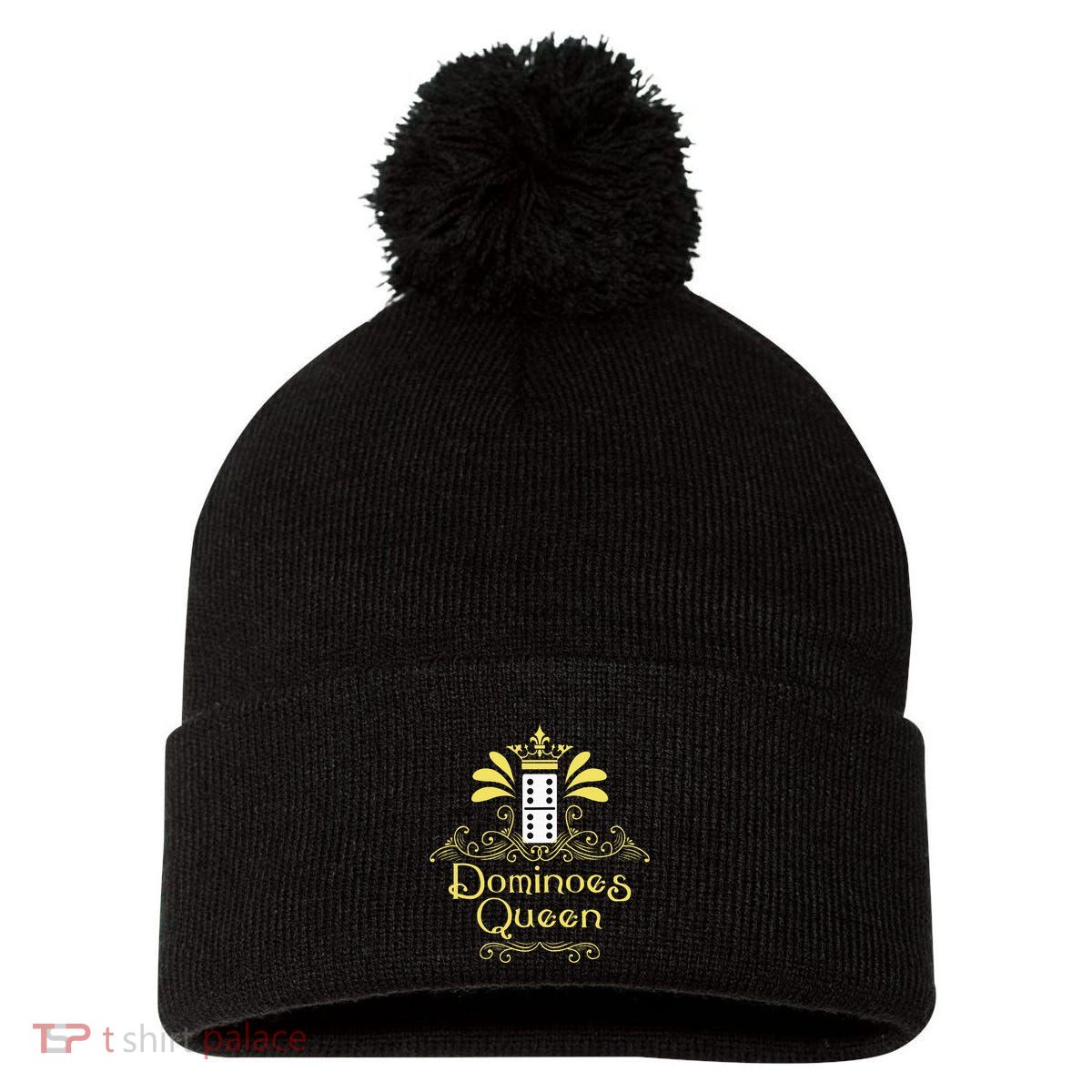 Dominoes Queen Domino Player Dominoes Lover Tile Game Pom Pom 12in Knit Beanie