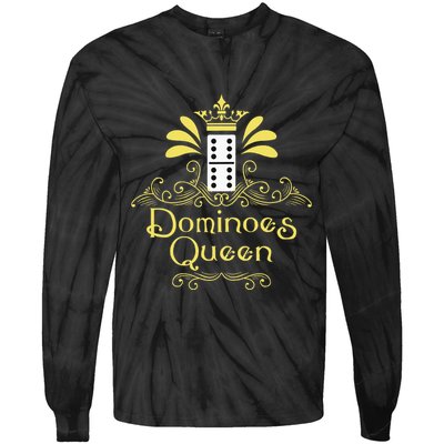 Dominoes Queen Domino Player Dominoes Lover Tile Game Tie-Dye Long Sleeve Shirt