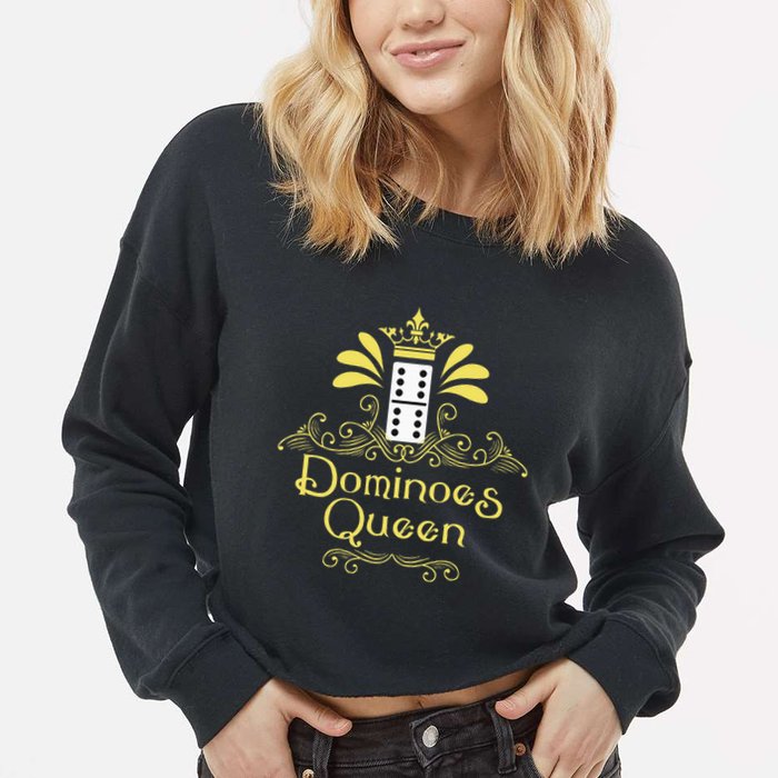Dominoes Queen Domino Player Dominoes Lover Tile Game Cropped Pullover Crew