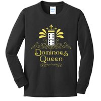 Dominoes Queen Domino Player Dominoes Lover Tile Game Kids Long Sleeve Shirt