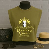 Dominoes Queen Domino Player Dominoes Lover Tile Game Garment-Dyed Women's Muscle Tee