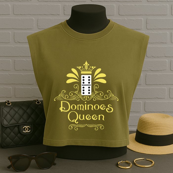 Dominoes Queen Domino Player Dominoes Lover Tile Game Garment-Dyed Women's Muscle Tee