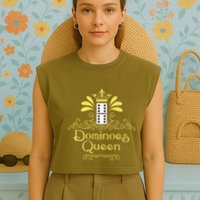 Dominoes Queen Domino Player Dominoes Lover Tile Game Garment-Dyed Women's Muscle Tee