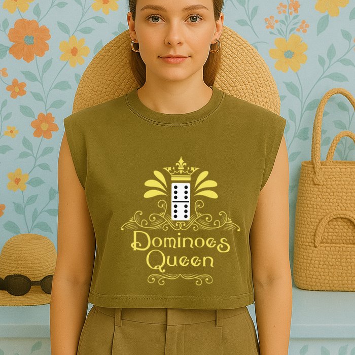 Dominoes Queen Domino Player Dominoes Lover Tile Game Garment-Dyed Women's Muscle Tee