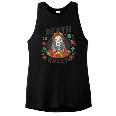 Death Queen Floral Ladies PosiCharge Tri-Blend Wicking Tank