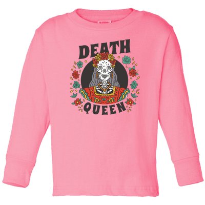 Death Queen Floral Toddler Long Sleeve Shirt