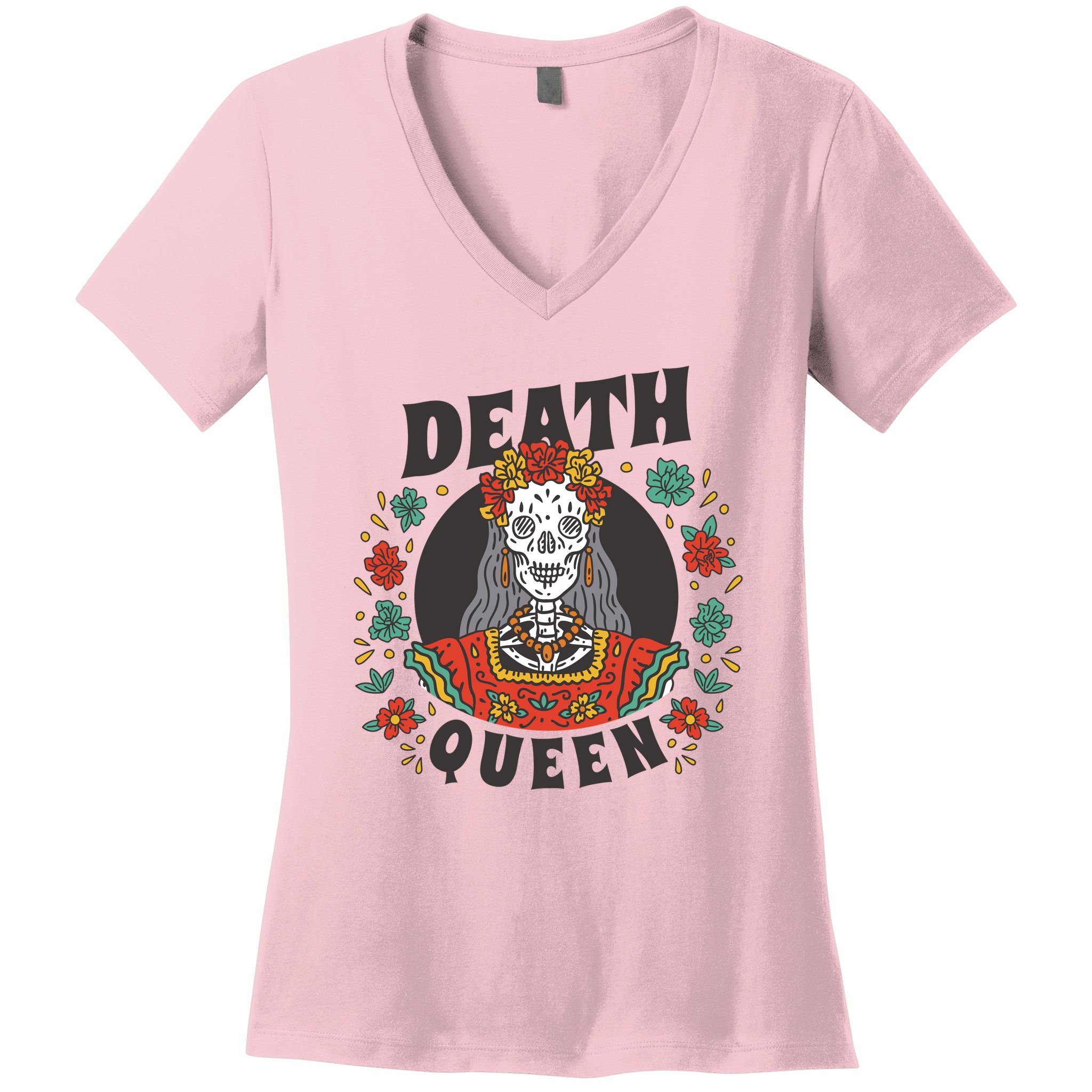 Death Queen Floral Women's V-Neck T-Shirt