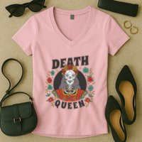Death Queen Floral Women's V-Neck T-Shirt