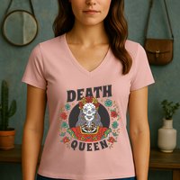 Death Queen Floral Women's V-Neck T-Shirt