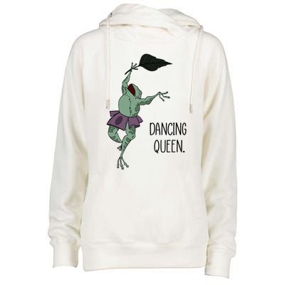 Dancing Queen Frog Ballet Dance Womens Funnel Neck Pullover Hood