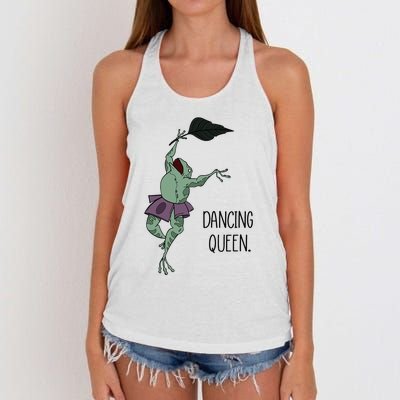 Dancing Queen Frog Ballet Dance Women's Knotted Racerback Tank