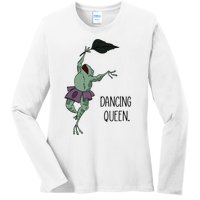 Dancing Queen Frog Ballet Dance Ladies Long Sleeve Shirt