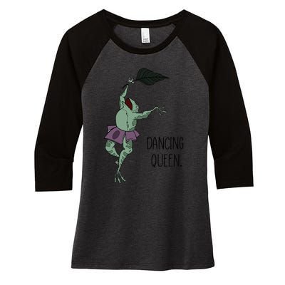 Dancing Queen Frog Ballet Dance Women's Tri-Blend 3/4-Sleeve Raglan Shirt