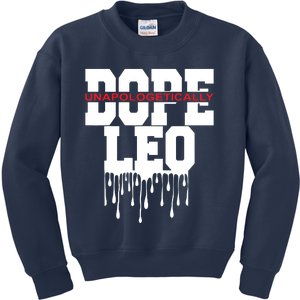 Dope Queen King Graphic Decor Leo Astrology Zodiac Kids Sweatshirt