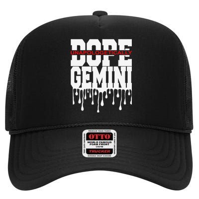 Dope Queen King Graphic Decor Gemini Astrology Zodiac High Crown Mesh Back Trucker Hat